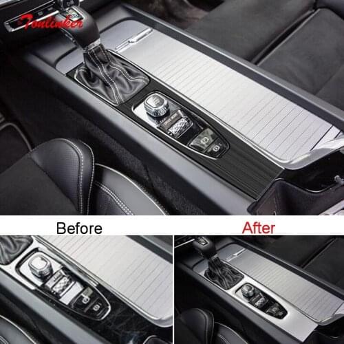 Tonlinker Interior Car Gear Position Cover Case stickers for VOLVO XC60 2018-20 Car Styling 1 Pcs Stainless Steel Cover sticker