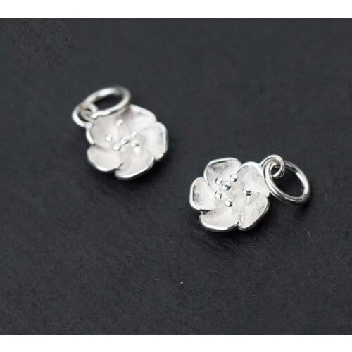 925 Sterling Silver Pretty Craft Flower Charm For Earrings Bracelets 11x9mm Handmade Women Decoration Pendants Fit DIY Jewelry