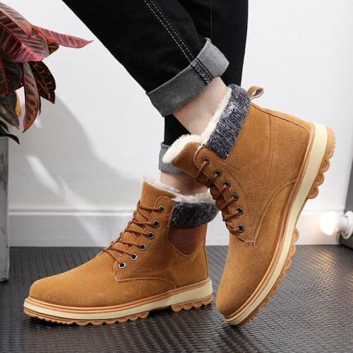 Winter Mens Snow Boots Korean Version of Mens Boots Casual Plus Cashmere Cotton Shoes Mens Shoes Martin Cotton Boots