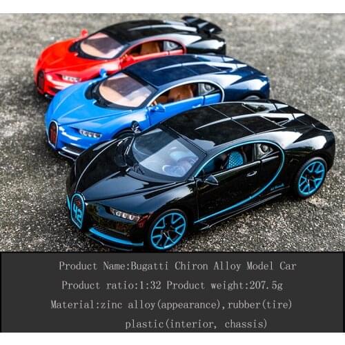 1:32 Alloy Toy Car Chiron Sound Light Diecasts & Toy Vehicles Collection Gift Pull Back Car Model Toys for Kids