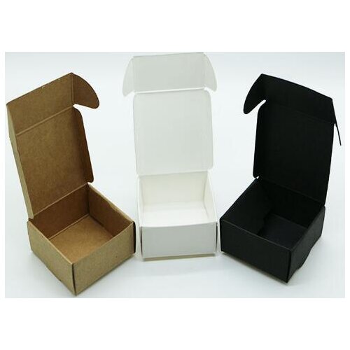 10pcs/lot Small Kraft Paper Box Brown Handmade Soap Box White Craft Paper Gift Box Black Packaging Jewelry Box Cardboard Carton