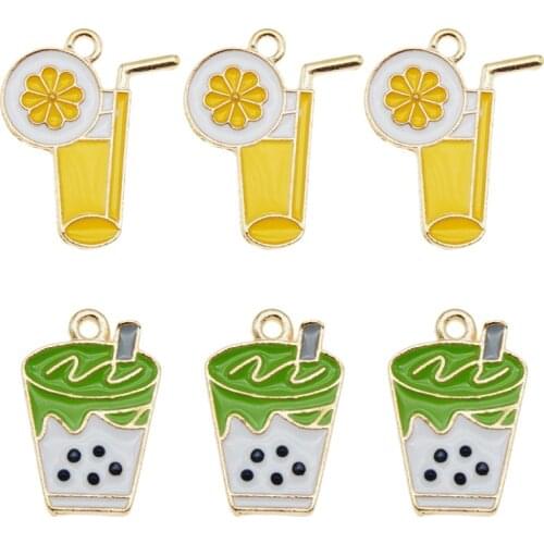 10pcs/pack DIY necklace earring key Food Juice charms necklace pendant Party earring accessories diy Metal Bracelet Charms Craft