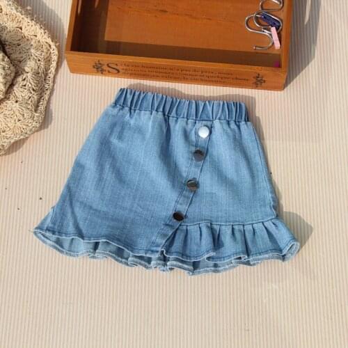 2021 Kids Girls Summer Clothes Children Saia Jeans Toddler Fashion Buttons Denim Short Skirt Teenage Girls Skirt 2T-16Y