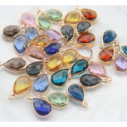 2021 New True Gold Plated 10x14MM Crystal Water Drop Earring Pendant Necklace Charms DIY Earrings Jewelry Making Accessory