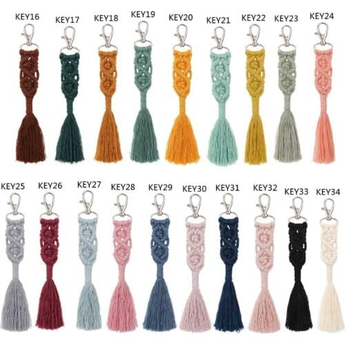 32CE Tassel Keychains for Women Boho key Holder Keyring Macrame Bag Charm Car Hanging Jewelry Gift for friends