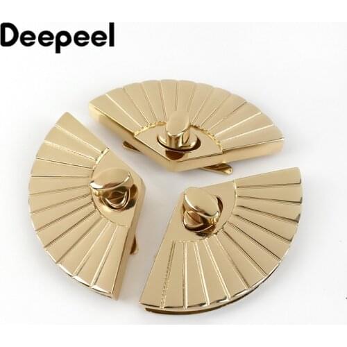 Deepeel 4pcs 61.2X33.5mm Metal Fan-shaped Twist Lock Buckle Bag Closure Locks Clasp Replacement Purse Snaps Buckles Accessories