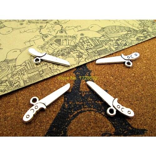 75pcs dagger Charms, Antique Tibetan silver knife Charm pendants 28x10mm