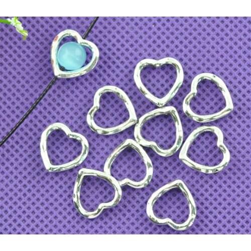 Free Shipping 250pcs Antique Silver Tone Love Heart Bead Frames 14x14mm Jewelry Findings J0129F