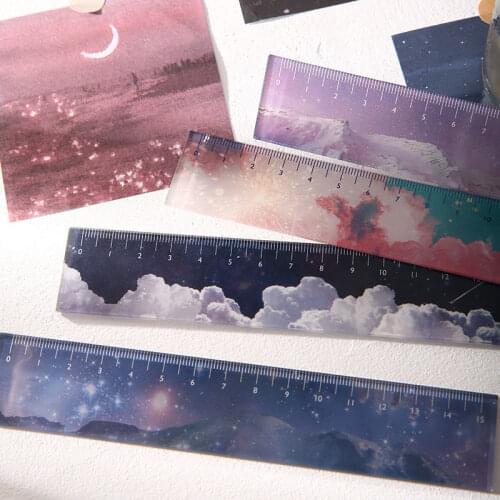 Wandering Stars Acrylic Ruler Salt System Landscape Sky Cloud Decoration Student Stationery Measuring Ruler Scribing Ruler