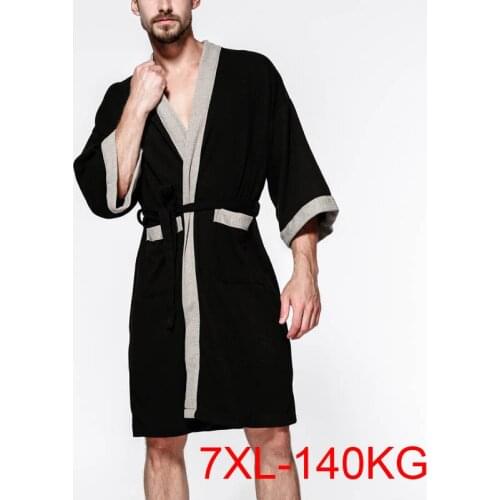 Spring summer Mens bathrobe 7XL Bust 140cm 6XL 5XL Loose cotton bathrobe