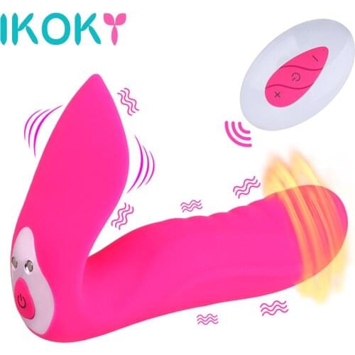 IKOKY Panties Lay On Dildo G-spot Massager Female Masturbator Clit Stimulator Sex Toys for Women Heating Wearable Vibrator