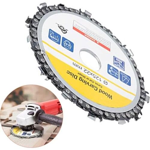 JUSTINLAU 5 Inch Woodworking Chain Plate Fine Cut Chain Electric Tool Accessories Wood Carving Disc for Angle Grinder