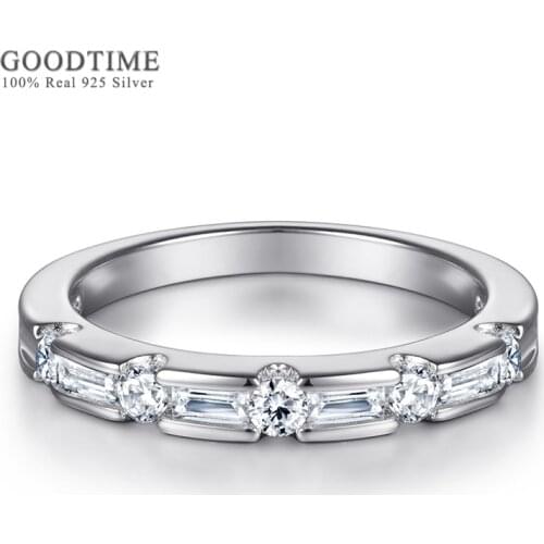 Fashion Women Ring Pure 925 Sterling Silver Ring Zircon Rhinestone Engagement Wedding Ring Jewelry Accessories Gift For Party