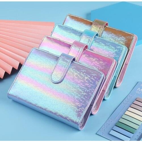 Macaron dazzling color A6/A5 PU leather DIY binder notebook cover diary schedule planner bullet cover school stationery