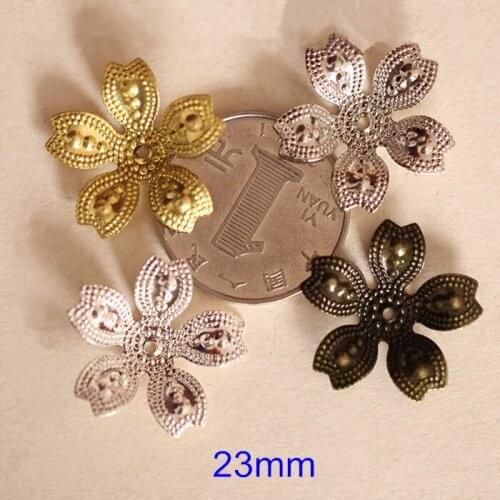 Free Shipping - 30 pcs 23mm Metal Stamping 3D Flowers,Brass Flower Bead Caps,DIY Hair Accessories,Jewelry,Crafts Findings