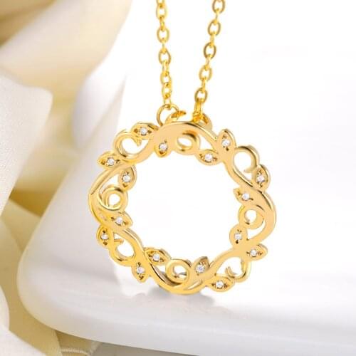 Fashion Olive Wreath Pendant Necklaces For Women Girl Zircons Crystals Branches Necklace Garland Jewelry BFF 2021