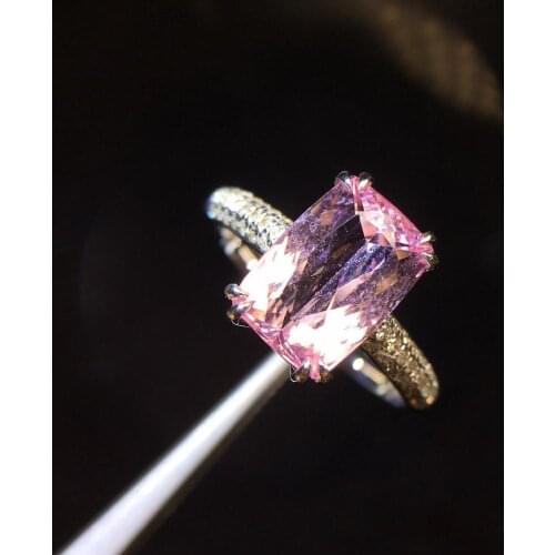 Morganite Ring 2.75ct Fine Jewelry 18K Gold 100% Natural Pink Beryl Heliodor Morganite Gemstone Jewellery for women Fine Ring