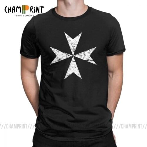 Mens Knights Templar Crusader Maltese Cross T Shirt Cotton Clothes Vintage Short Sleeve Crewneck Tees Summer T-Shirt Plus Size