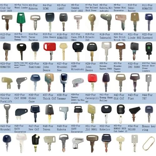 54 key Construction Heavy Equipment Key Set for Takeuchi For Kubota,XCMG,Skytrak,For Yamaha,For Yanmar,For Takeuchi