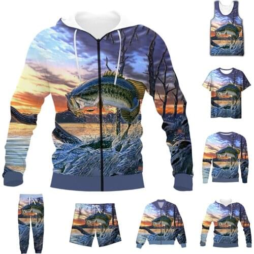 New Fashion 3D Full Print Animal Fish T-shirt/Sweatshirt/Zip Hoodies/Thin Jacket/Pants Four Seasons Casual Suit V27