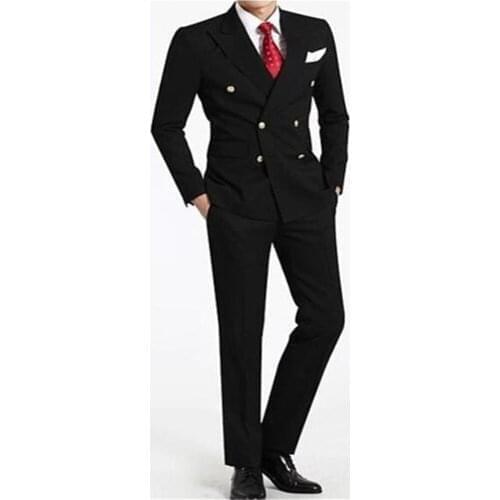 New Men’s Suit Smolking Noivo Terno Slim Fit Easculino Evening Suits For Men Double-Breasted Groom Tuxedos Peaked Lapel Wedding