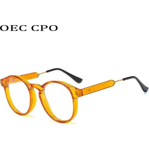 OEC CPO Transparent Round Optical Glasses Women Men Fashion Clear Lens Glasses Frame Female Classic Black Orange Spectacle Frame