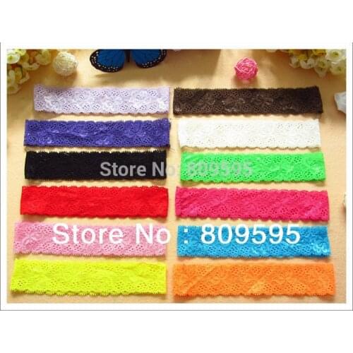 Wholesale 300pcs/lot 12colors 1.5inch Lace Headbands Hair Band Elastic Headband Hair Accessories