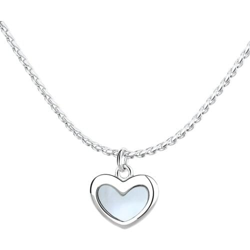 925 Sterling Silver Shell Heart Charm Necklace For Women Girls Creative Pendant Elegant Party Jewelry dz620
