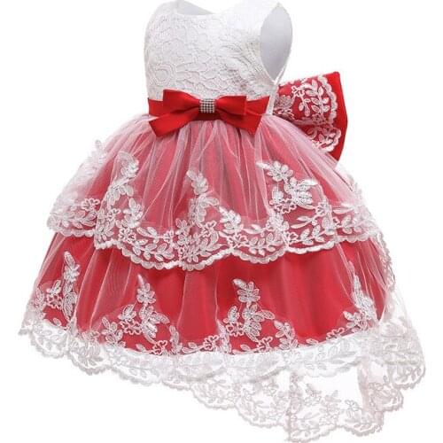 2020 Winter Newborn Baby Girl Dress Christening Lace Bow Princess Dress For Girls 1 Year Girl Baby Birthday Party Dress vestidos