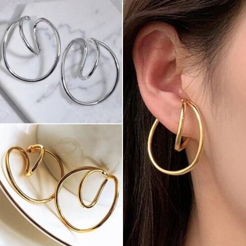 Exaggeration Gorgeous Hooping Ear Cuff Geometry Earring Ear Clip No Piercing Earcuff Gleaming for Girlfriend Gift Party Jewelry