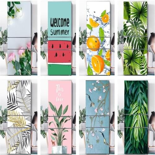 Plant 3d Fridge Sticker Door Cover PVC Refrigerator Wallpaper Wrap Vinyl Self-adhesive Removable Freeze Wall Sticker Home Decor