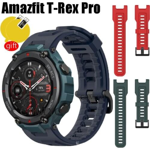 3in1 Pack For Huami Amazfit T Rex pro Strap Silicone Band For Amazfit T REX SmartWatch Bracelet Wristband +screen protector film