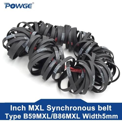 POWGE MXL Synchronous Timing belt B59 B80 B86 B120 B160 MXL 5 teeth 59 80 86 120 160 width 5mm 47MXL 64MXL 82MXL 96MXL 128MXL