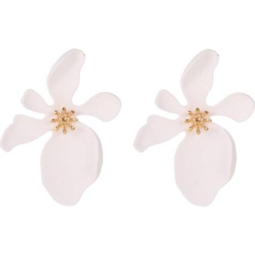 Irregular Flower Yellow White Blue Green Pink Piercing Alloy Stud Earrings For Women Jewelry Accessories