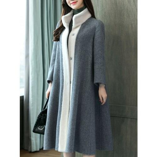 High Quality Genuine Wool Blends Alpaca Fur Coat Autumn Winter Female Jacket Double-sided Woolen Cloth Cappotto Donna Zjt1697