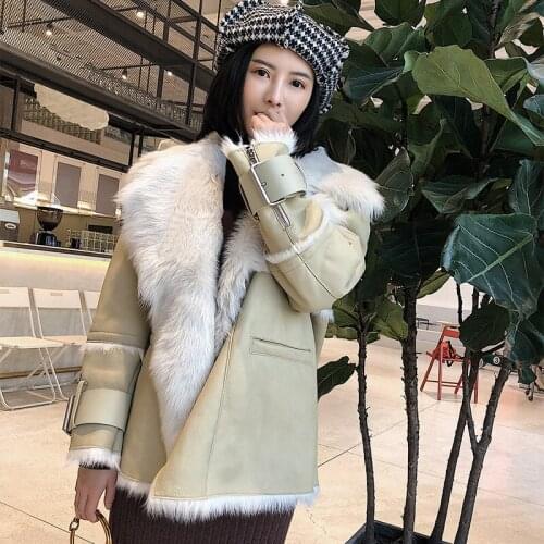 2020Top Quality Wool Fur Coat Women Winter Short Slim Motocycle Thickening Fur Jacket Female Warm Outwear 17162 MF304