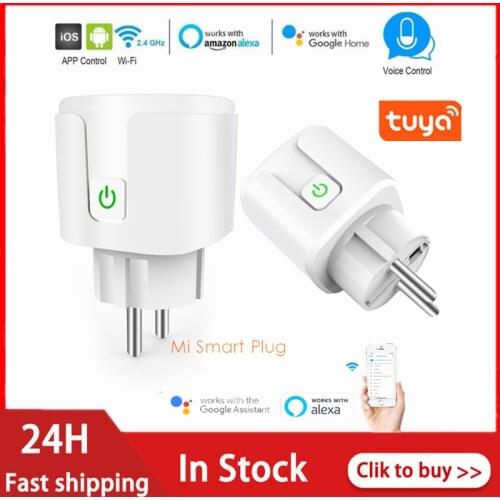 16A Tuya WiFi EU Smart Plug Adapter Wireless Power Monitor Timer Socket Remote Voice Control For Google Home Alexa TSLM