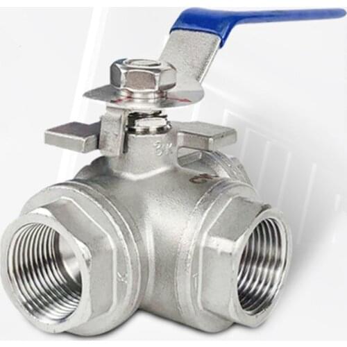 304 Stainless Steel Tee Ball Valve T/L-Type 1/4 3/8 1/2 3/4 1"BSP Female Valve Switch Connector Adapter For Water Oil Air Gas