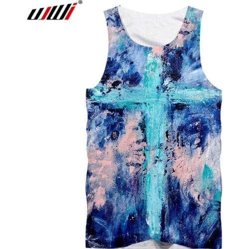 UJWI Man Latest Popular Color Cross Sleeveless Top 3D Full Printing Oil Painting Vest Plus Size Tank Top Recommend Dropship 5XL