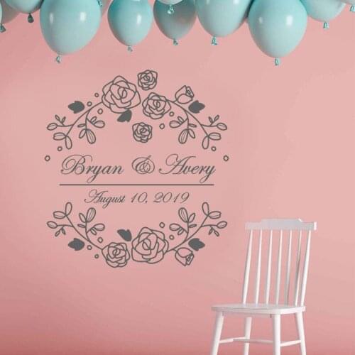 Wedding Party Monogram Decal Vinyl Mural Wall Sticker Wedding Aisle Runner Table Runners Or Signs Floor Decals decoration HY840