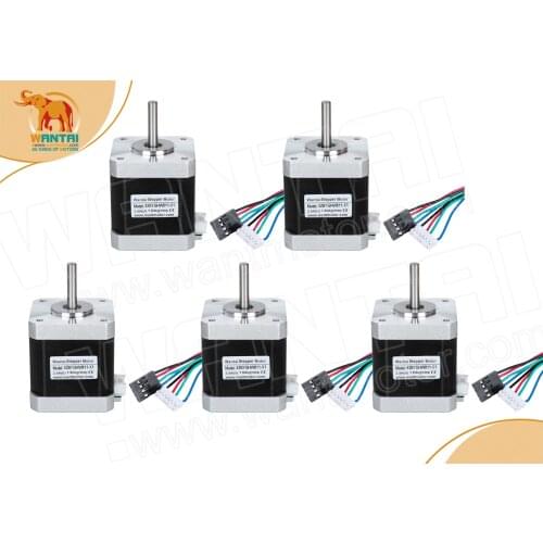 [EU FREE& DE stock]Wantai 5PCS Nema 17 Stepper Motor 42BYGHW811(Single flat shaft) 4800g.cm 2.5A CE ISO ROHS Reprap 3D printer