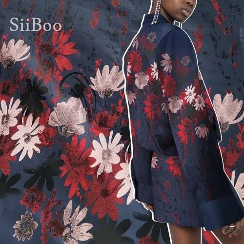 High grade American style red pink floral jacquard brocade fabric for spring coat dress medium thickness tissue SP2305 FREE SHIP