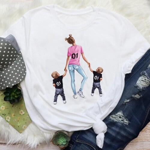 Women Mom Mama Boys Cute Sweet Printing Casual Mother Cartoon Graphic Tees Clothes Print Tops Lady Female T Shirt T-Shirt
