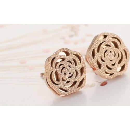 Fashion Titanium Steel Scrub Rose Earrings High Quality Non-Fading Woman Flower Earring Jewelry Wholesale