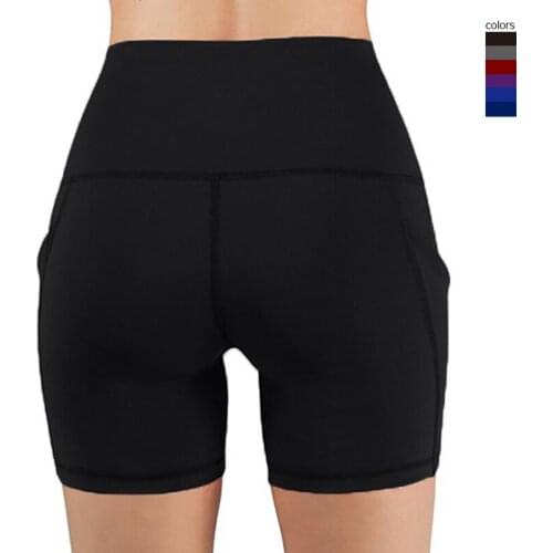 Multi-colors Women Yoga Shorts Pocket Fitness Yoga Short Pant Gym Jogging High Waist Running Shorts Lifting Push Up Tight Sports