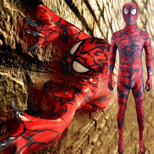 Carnage Costume Cosplay Halloween Costumes Lycra Spandex Superheros Zentai Suit Costume Carnage for Adult/Kids