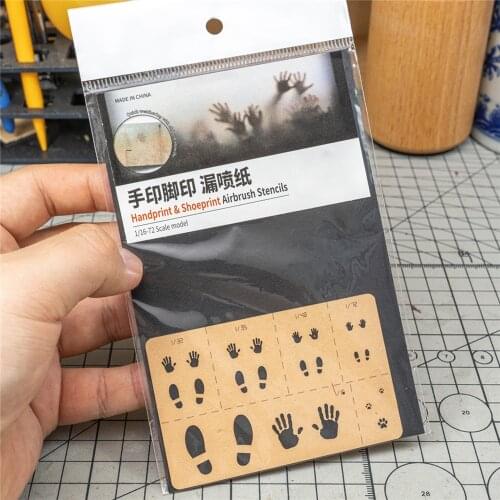 1pc Handprint Shoeprint Airbrush Stencils Tools Retro Effects Model Kit for 1/16 1/32 1/35 1/48 1/72 Scale Model Decorative Tool