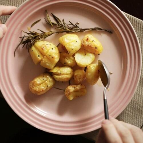 10 Inch Ceramic Plates Round Dishes Pink Blue Solid Under Glazed Porcelain Steak European Style Breakfast Dish HighQuality Plate