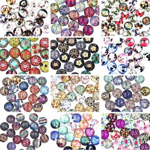 10Pcs Cabochons Flat Back Photo Cameo Base Embellishments Eyes Deer Flower Glass Round For Scrapbooking DIY Findings 8-14mm
