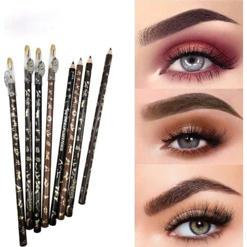4color Eyebrow Pen Wooden Pole Pen with Roll Pen Knife Waterproof Do Not Drop Colornaturally Do Not Take Off Makeup Beautypowder